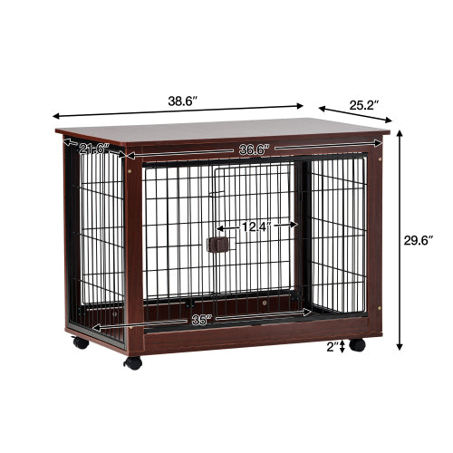 39” Length Furniture Style Pet Dog Crate Cage End Table